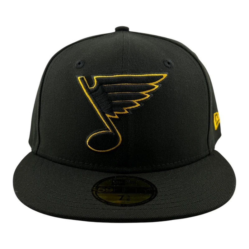 St. Louis Blues Black with Gold Outline Logo Gray UV New Era 59FIFTY Fitted Hat