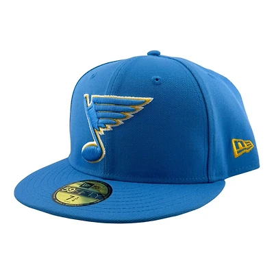 St. Louis Blues All Blue Heritage Note Logo Gray UV NHL New Era 59FIFTY Fitted Hat