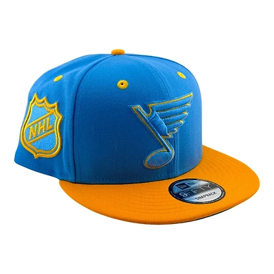St. Louis Blues Blue and Yellow Heritage Note Logo NHL Side Patch New Era 9FIFTY Snapback Hat