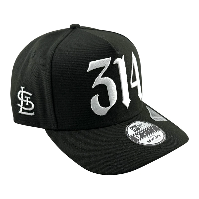 St. Louis Cardinals Black 314 Logo STL Side Patch New Era 9FIFTY A-Frame Snapback Hat