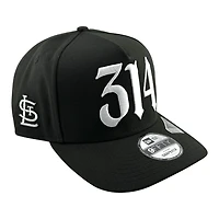 St. Louis Cardinals Black 314 Logo STL Side Patch New Era 9FIFTY A-Frame Snapback Hat