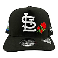 St. Louis Cardinals Black and White Logo with Rose Arch Side Patch New Era 9FIFTY A-Frame Snapback Hat