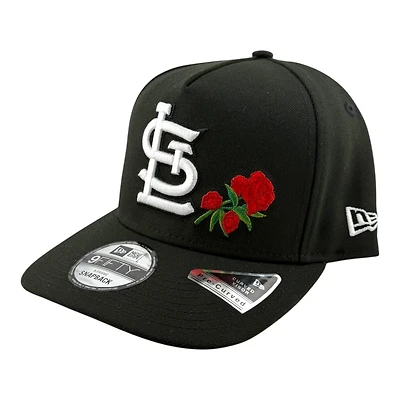 St. Louis Cardinals Black and White Logo with Rose Arch Side Patch New Era 9FIFTY A-Frame Snapback Hat
