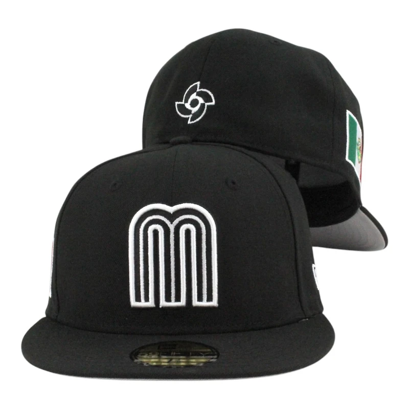 Team Mexico Black White 2026 World Baseball Classic WBC Gray UV New Era 59FIFTY Fitted Hat