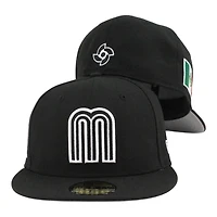 Team Mexico Black White 2026 World Baseball Classic WBC Gray UV New Era 59FIFTY Fitted Hat