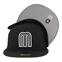 Team Mexico Black White 2026 World Baseball Classic WBC Gray UV New Era 59FIFTY Fitted Hat