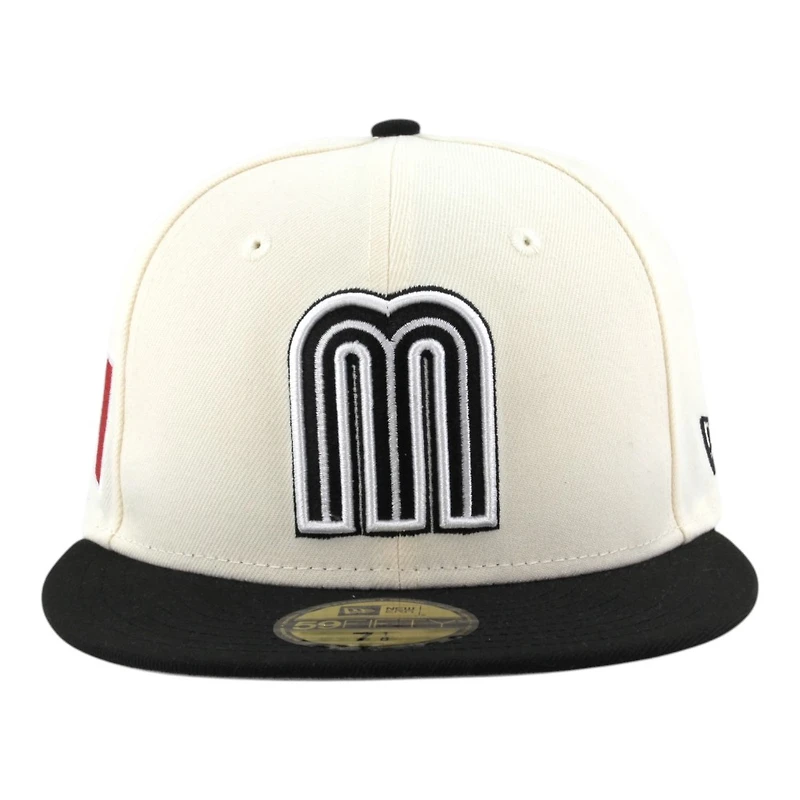 Team Mexico Chrome and Black with White Outline 2026 World Baseball Classic WBC Gray UV New Era 59FIFTY Fitted Hat