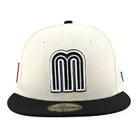 Team Mexico Chrome and Black with White Outline 2026 World Baseball Classic WBC Gray UV New Era 59FIFTY Fitted Hat