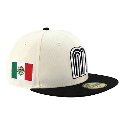 Team Mexico Chrome and Black with White Outline 2026 World Baseball Classic WBC Gray UV New Era 59FIFTY Fitted Hat
