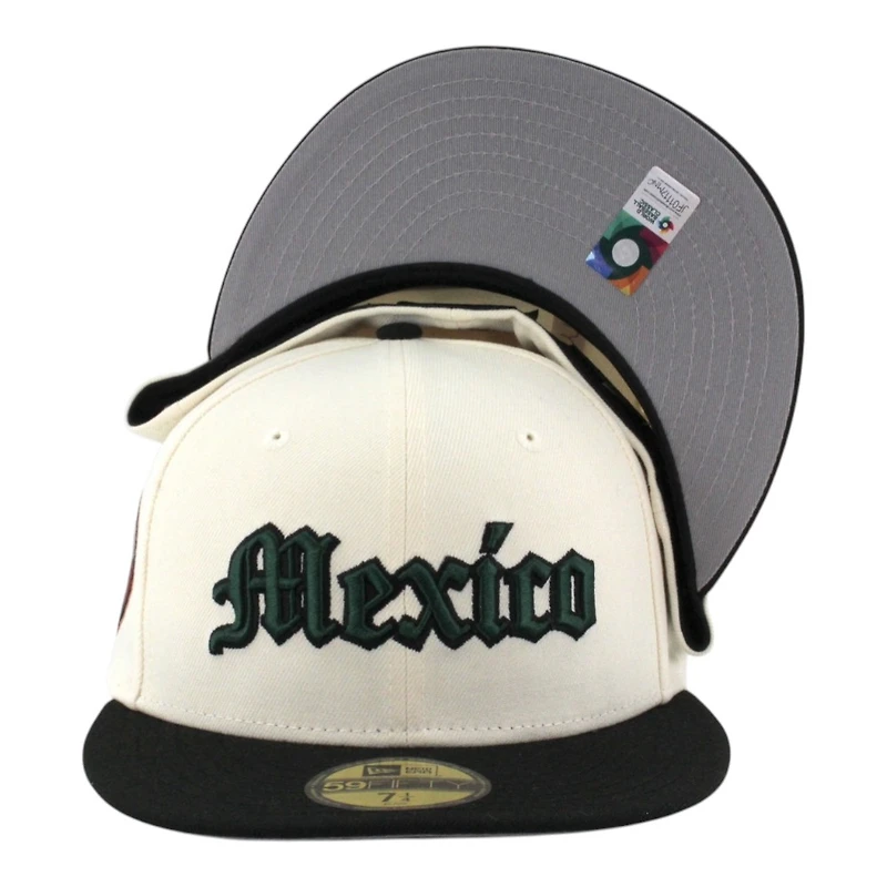 Team Mexico Chrome and Black with Gothic Font 2026 World Baseball Classic WBC Gray UV New Era 59FIFTY Fitted Hat