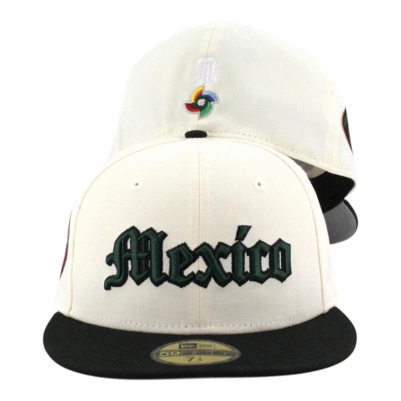 Team Mexico Chrome and Black with Gothic Font 2026 World Baseball Classic WBC Gray UV New Era 59FIFTY Fitted Hat