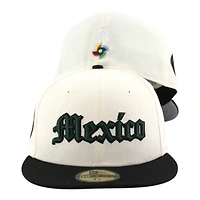 Team Mexico Chrome and Black with Gothic Font 2026 World Baseball Classic WBC Gray UV New Era 59FIFTY Fitted Hat