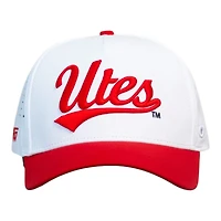 Utah Utes White Red Performance Script Woodn Grail Snapback Hat
