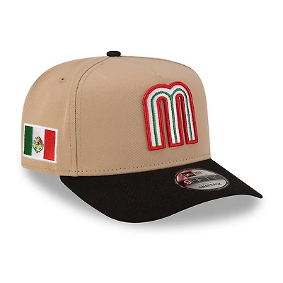 Mexico Camel Brown and Black 2Tone with Mexico Flag Patch New Era 9FIFTY A-Frame Snapback Hat