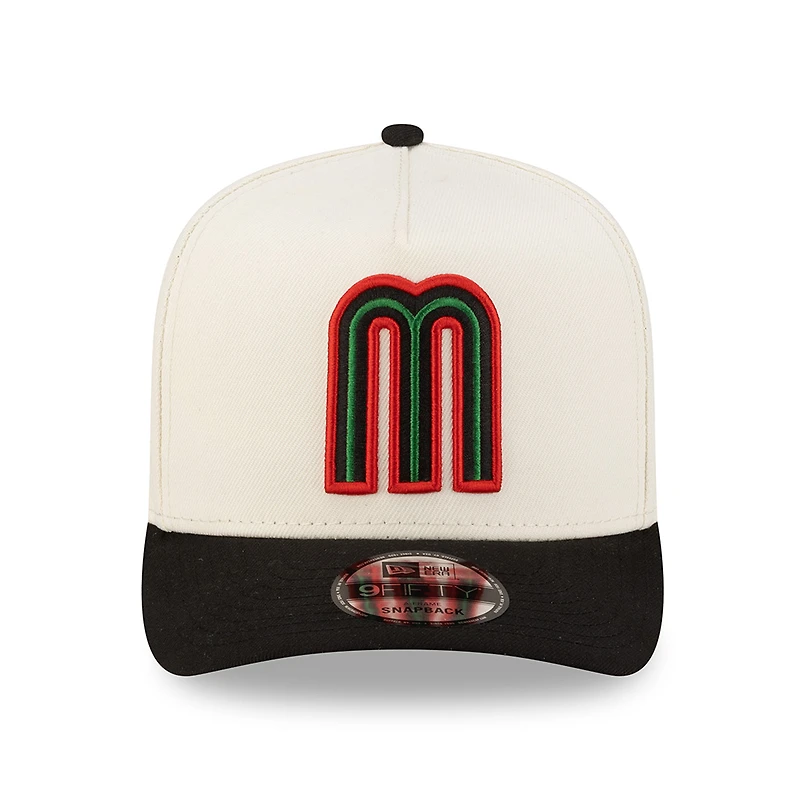 Mexico Chrome and Black 2Tone Red Outline with Mexico Flag Patch New Era 9FIFTY A-Frame Snapback Hat