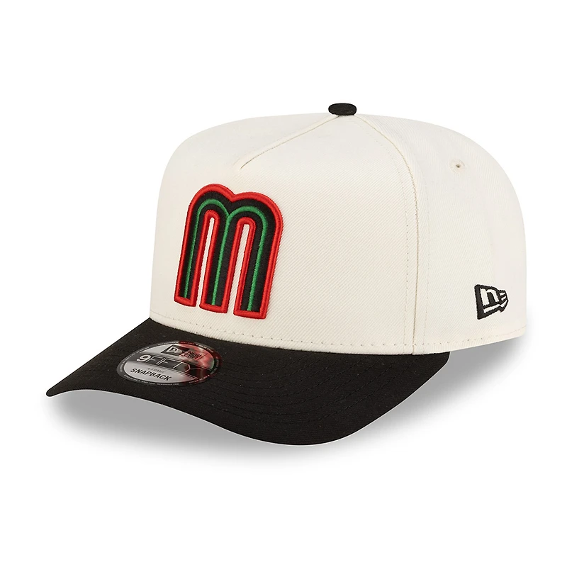 Mexico Chrome and Black 2Tone Red Outline with Mexico Flag Patch New Era 9FIFTY A-Frame Snapback Hat
