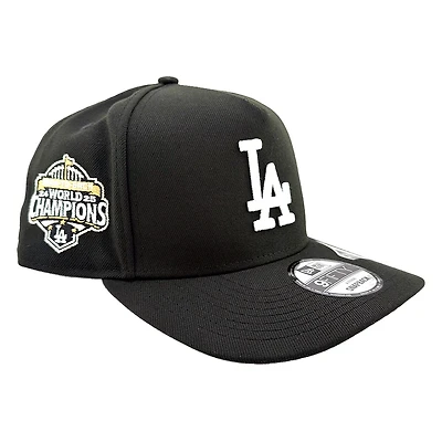 Los Angeles Dodgers Black and White Back to Back Champions Patch Grey UV New Era 9FIFTY A-Frame Snapback Hat
