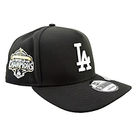 Los Angeles Dodgers Black and White Back to Back Champions Patch Grey UV New Era 9FIFTY A-Frame Snapback Hat