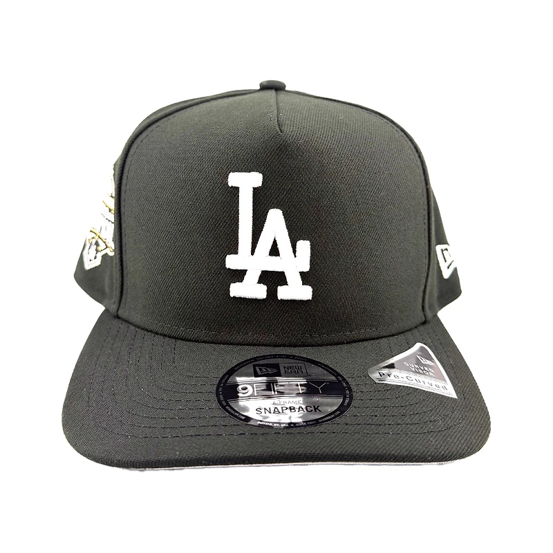 Los Angeles Dodgers Black and White Back to Back Champions Patch Grey UV New Era 9FIFTY A-Frame Snapback Hat