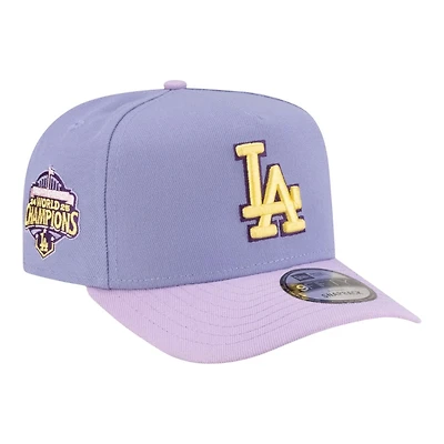 Los Angeles Dodgers Lavender 2024-25 Back to Back Champions Patch New Era 9FIFTY A-Frame Snapback Hat