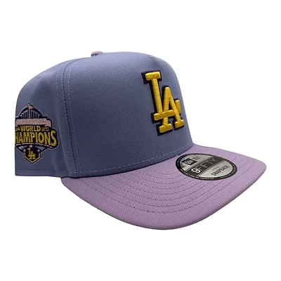 Los Angeles Dodgers Lavender 2024-25 Back to Back Champions Patch New Era 9FIFTY A-Frame Snapback Hat