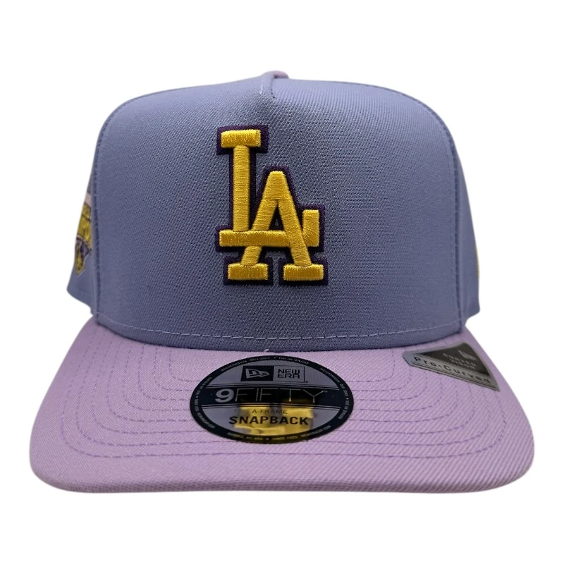 Los Angeles Dodgers Lavender 2024-25 Back to Back Champions Patch New Era 9FIFTY A-Frame Snapback Hat