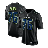 Seattle Seahawks Grey Zabel Nike Carbon Black Fashion Game Jersey