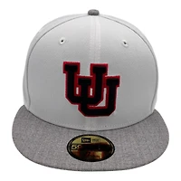 Utah Utes White and Gray Historic with Black UV NCAA New Era 59FIFTY Fitted Hat