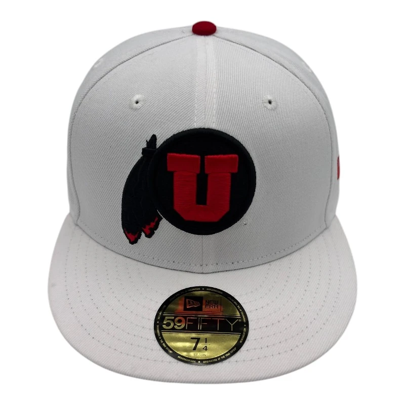 Utah Utes White with Black UV NCAA New Era 59FIFTY Fitted Hat