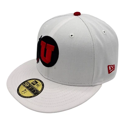 Utah Utes White with Black UV NCAA New Era 59FIFTY Fitted Hat