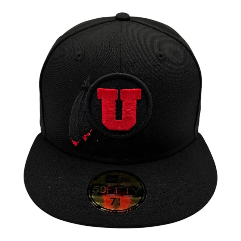 Utah Utes Red on Black with UV NCAA New Era 59FIFTY Fitted Hat