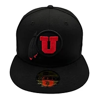 Utah Utes Red on Black with UV NCAA New Era 59FIFTY Fitted Hat
