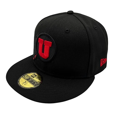 Utah Utes Red on Black with UV NCAA New Era 59FIFTY Fitted Hat