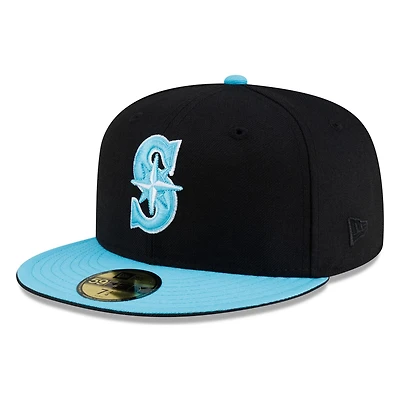 Seattle Mariners Black and Teal New Era 59FIFTY Fitted Hat