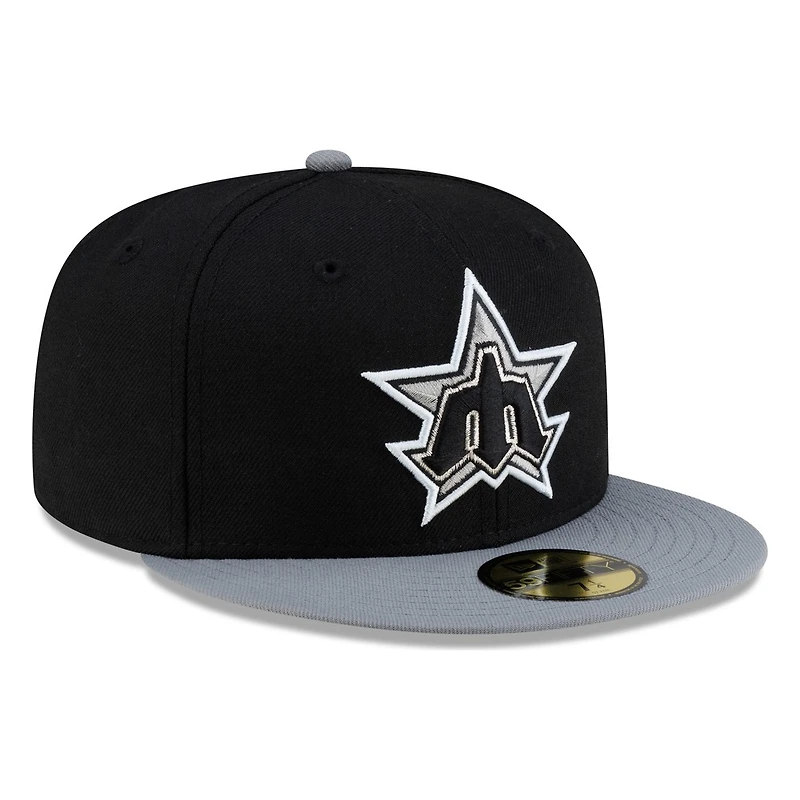 Seattle Mariners Black and Graphite Trident New Era 59FIFTY Fitted Hat