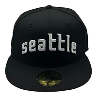 Seattle Mariners Black Wordmark New Era 59FIFTY Fitted Hat