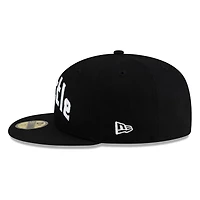 Seattle Mariners Black and White Lowercase Wordmark New Era 59FIFTY Fitted Hat