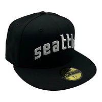 Seattle Mariners Black Wordmark New Era 59FIFTY Fitted Hat