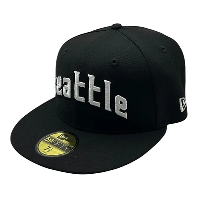 Seattle Mariners Black Wordmark New Era 59FIFTY Fitted Hat