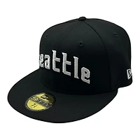 Seattle Mariners Black Wordmark New Era 59FIFTY Fitted Hat