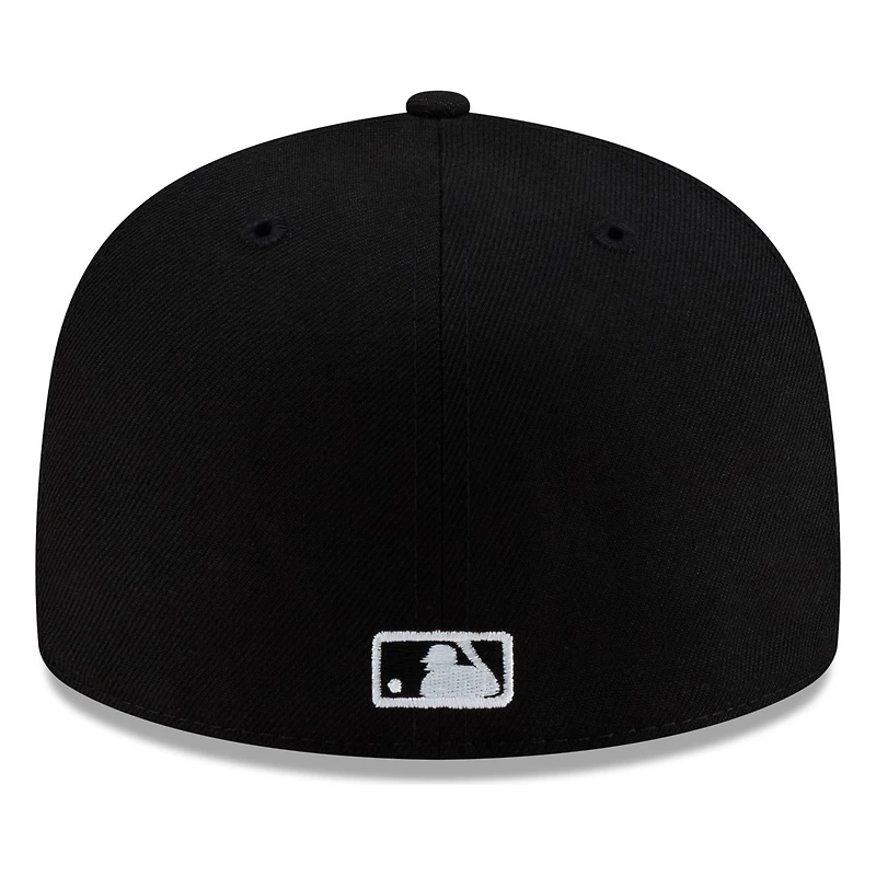 Seattle Mariners Black and White Lowercase Wordmark New Era 59FIFTY Fitted Hat