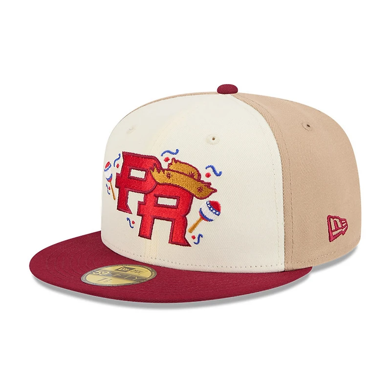 Puerto Rico Light Beige and Red "Salsa" 2026 World Baseball Classic WBC New Era 59FIFTY Fitted Hat