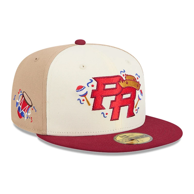 Puerto Rico Light Beige and Red "Salsa" 2026 World Baseball Classic WBC New Era 59FIFTY Fitted Hat