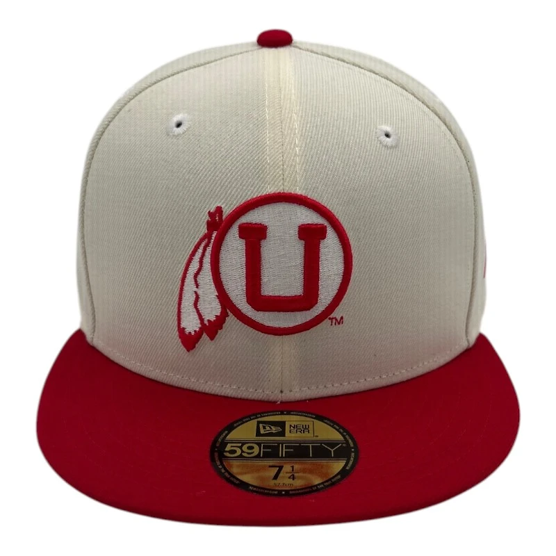 Utah Utes Chrome and Red Athletic Logo Green UV NCAA New Era 59FIFTY Fitted Hat