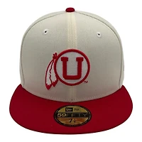 Utah Utes Chrome and Red Athletic Logo Green UV NCAA New Era 59FIFTY Fitted Hat
