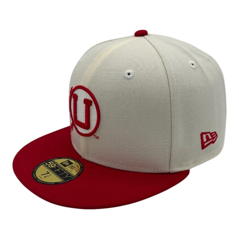 Utah Utes Chrome and Red Athletic Logo Green UV NCAA New Era 59FIFTY Fitted Hat