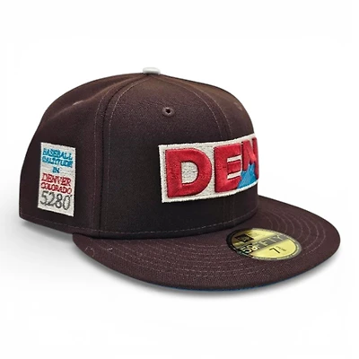 Colorado Rockies Burnt Wood Leon the Lab City Connect Patch Sunwash Blue UV New Era 59FIFTY Fitted Hat