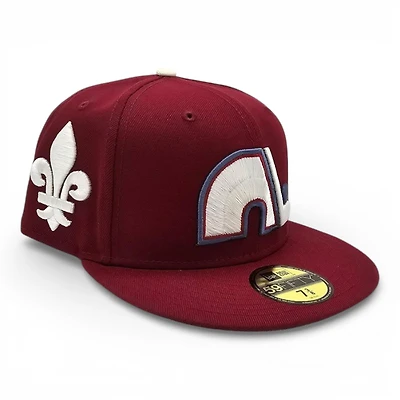 Quebec Nordiques Cardinal Leon the Lab Fleur de lis patch Grey UV New Era 59FIFTY Fitted Hat