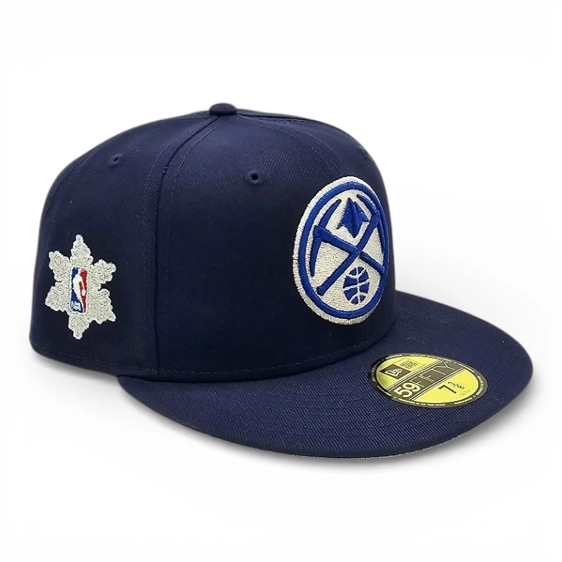 Denver Nuggets Oceanside Blue Leon the Lab Christmas Day Snowflake Grey UV New Era 59FIFTY Fitted Hat