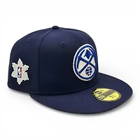 Denver Nuggets Oceanside Blue Leon the Lab Christmas Day Snowflake Grey UV New Era 59FIFTY Fitted Hat